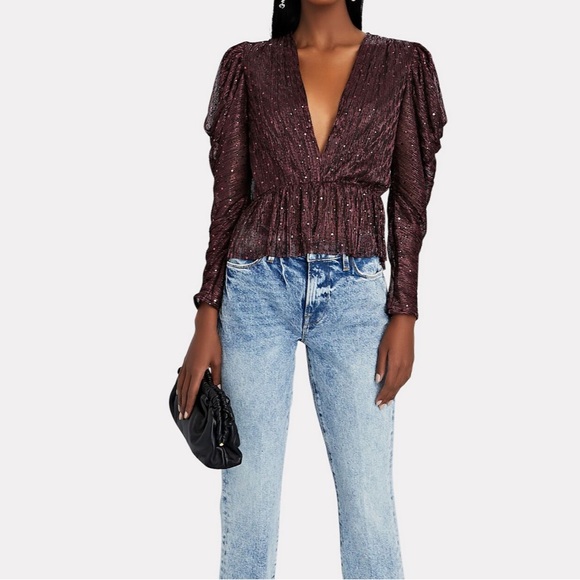 Sabina Musayev Tops - NWT SABINA MUSAYEV Bruno Sequined Lurex Peplum Top